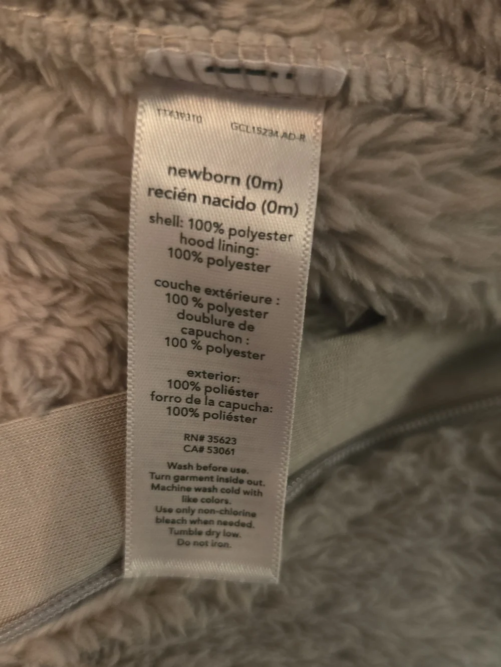 New Carter's Newborn Gray Fuzzy Plush Zip Front Warm One Piece Hooded Snow Suit